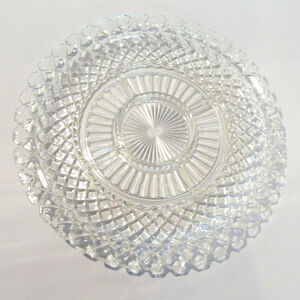 Glass DIVIDED SERVING PLATTER 14" Fruit Tray Dish 6 Section Diamond Cut Sawtooth